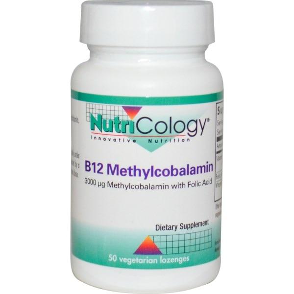 Nutricology, В12 Метилкобаламін, з фолієвою кислотою, 50 вегетаріанських льодяників