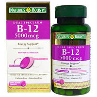 Natures Bounty, Dual Spectrum B-12 , 5000 mcg, 30 Bi-Layer Tablets