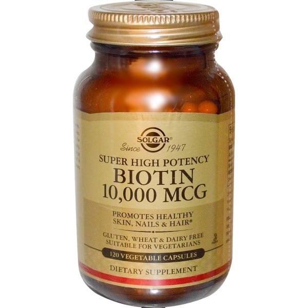 Solgar, Біотин (Biotin), високоефективний, 10 000 мкг, 120 рослинних капсул
