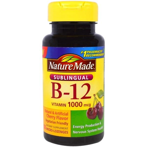 Nature Made, Витамин B-12 для рассасывания под языком, 1000 мкг, 50 маленьких леденцов