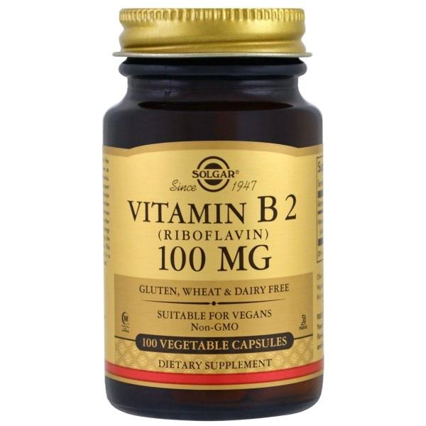Витамин B2, 100 мг, Solgar, 100 растительных капсул - фото 1 - id-p523519962
