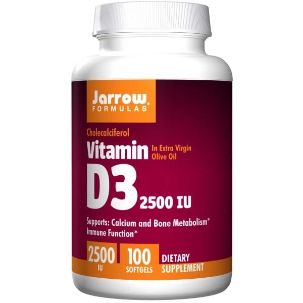 Jarrow Formulas, Вітамін D3, 2500 МО, 100 гельових капсул