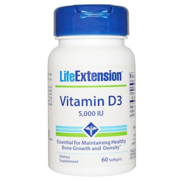 Life Extension, Вітамін D3, 5000 МО, 60 гельових капсул