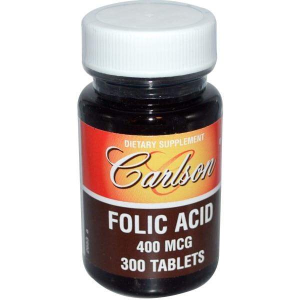 Carlson Labs, Фолиевая кислота, 400 мкг, 300 таблеток