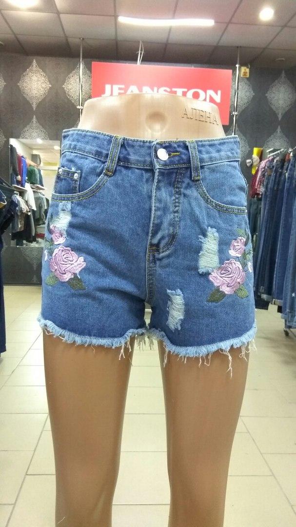 Джинсові шорти американка з вишивкою M. L. XL, фото 1