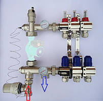 Колектор Грос на 3 виходи для теплої підлоги в зборі