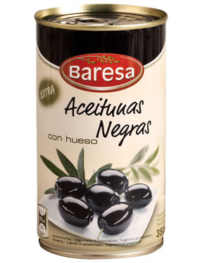 Оливки чорні з кісточкою Baresa, ж/б 200 г.