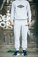 Спортивный костюм Умбро мужской, брендовый костюм Umbro трикотажный (на флисе и без) XS Серый
