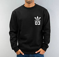 Мужская спортивная кофта Адидас (Adidas), мужской трикотажный свитшот, (на флисе и без) XS черная
