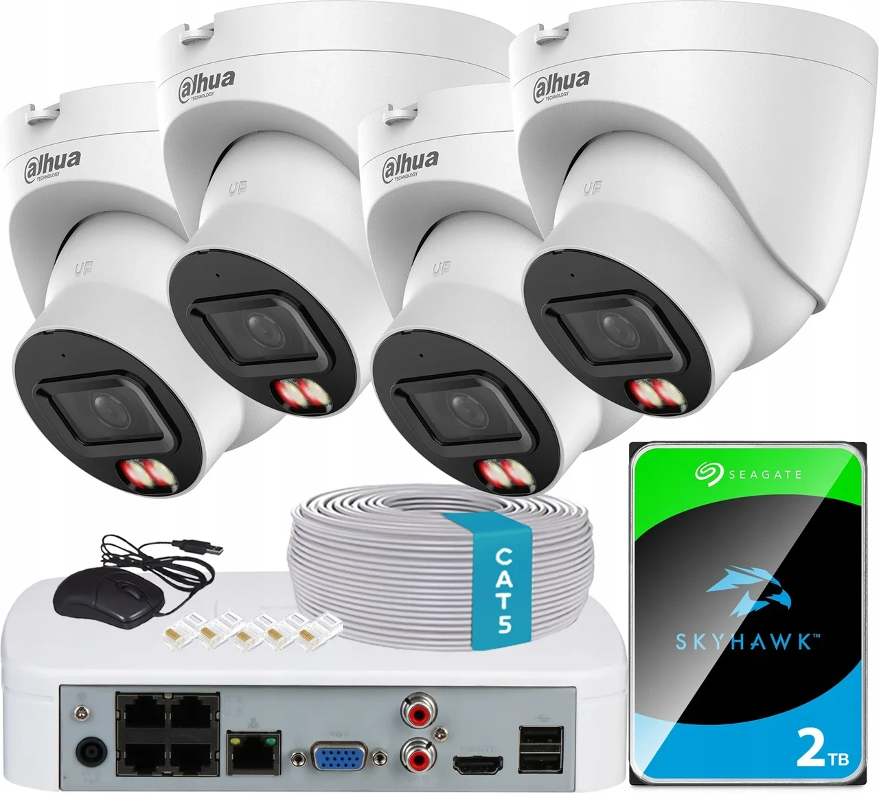 Dahua Камери w в комплекте 12MPx 4x IP-камера Dual Light WizSense 4xPoE 2TB (наЗамовлення), фото 1
