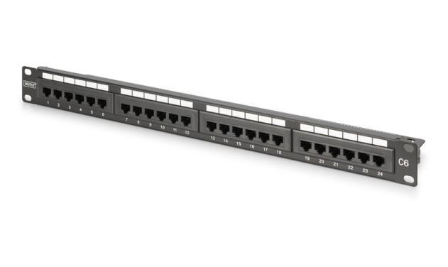 Патч панель 24P 8P8C 1U CAT6 ASSMANN DN-91624U-CR (Черный), фото 1