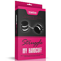 Наручники чорні з липучками та затискачами Lovetoy Struggle My Handcuff