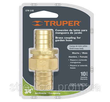 З'єднувач садовий для шланга, Латунь, ремонтний 3/4",TRUPER,CFM-3/4B.Київ, фото 2
