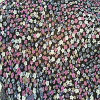 Креп-шифон із дрібними бузковими та рожевими квіточками