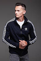 Чоловіча спортивна кофта олімпійка Adidas синього кольору на блискавці