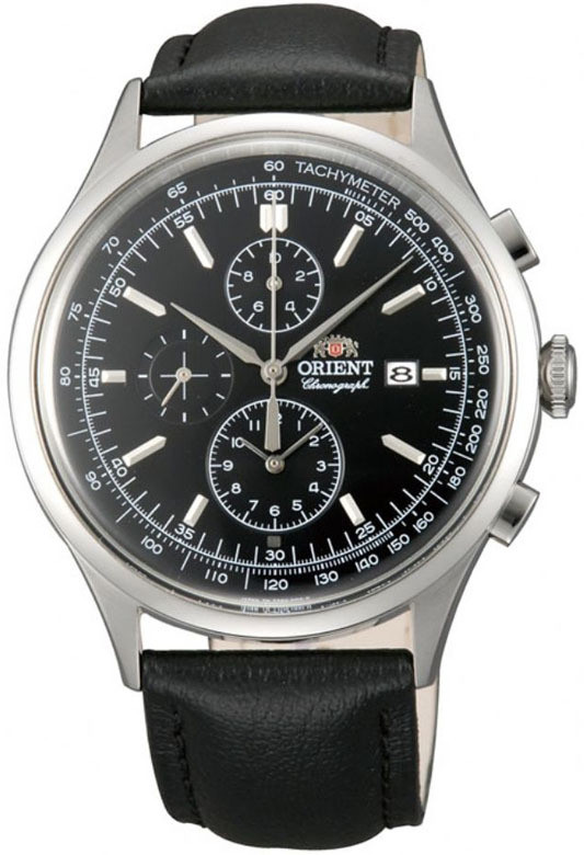 Мужские наручные часы Orient FTT0V003B0 Chronograph кварцевые с кожаным браслетом - фото 1 - id-p523754984