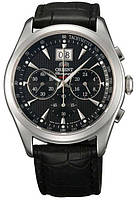 Водонепроникний кварцевий наручний годинник Orient FTV01004B0 Chronograph чоловічий зі шкіряним ремінцем