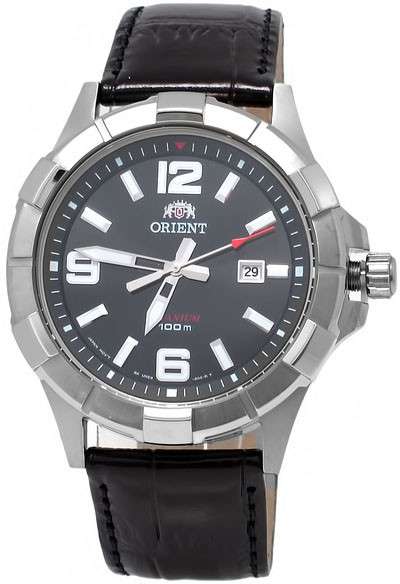 Водонепроникний кварцевий наручний годинник Orient FUNE6002B0 чоловічий зі шкіряним ремінцем