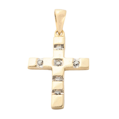 Золотий хрестик з діамантами 0,05 каратів