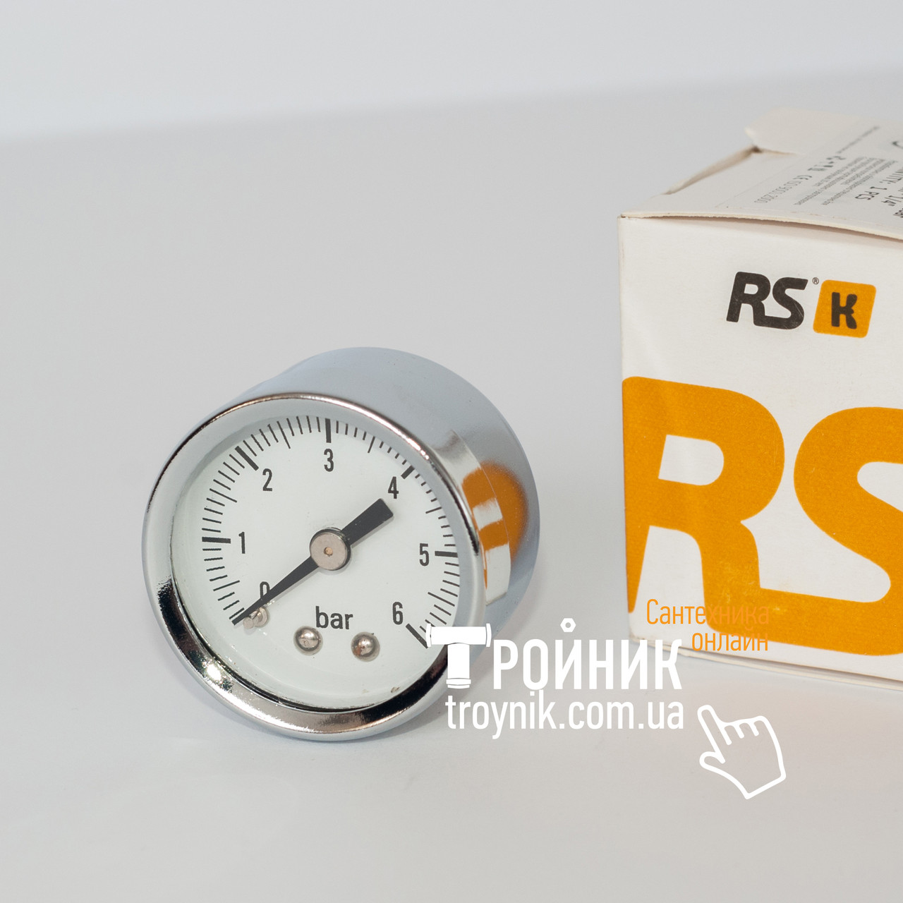 RS-K 1/4" ф.42 Манометр фронтальный 0-4 bar хром - фото 4 - id-p53235917