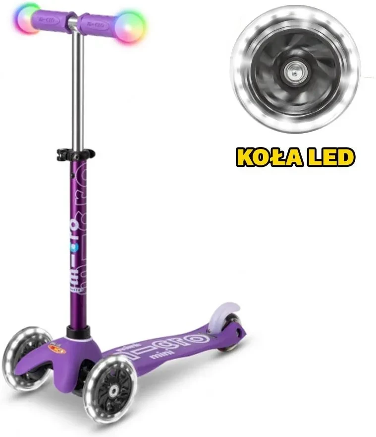 Самокат Micro Mini Deluxe Magic LED фіолетовий зі світлом, фото 1