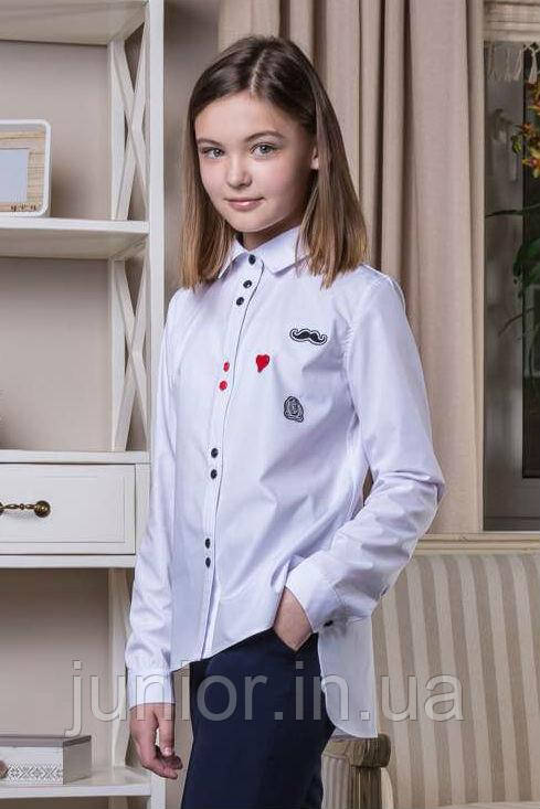 Блуза біла шкільна з нашивками "Елен" 146р, фото 1
