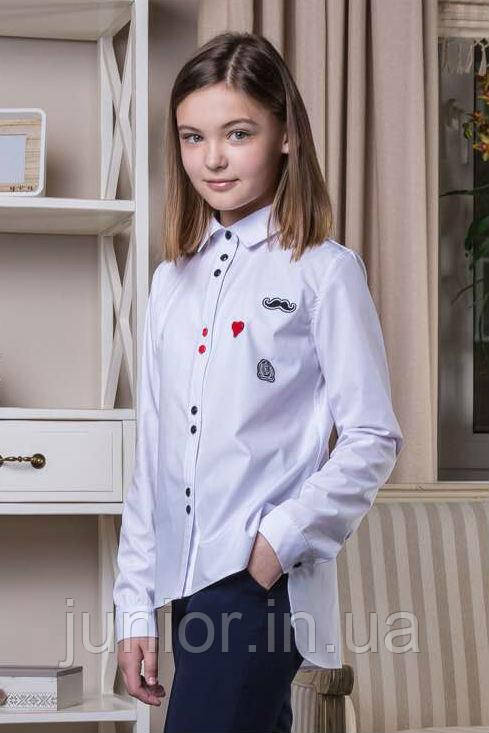 Блуза біла шкільна з нашивками "Елен" 146р