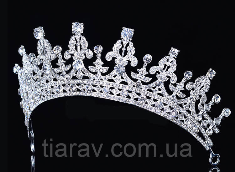 Корона диадема свадебная тиара Диана серебро Тиара Виктория корона свадебная бижутерия - фото 4 - id-p524105117