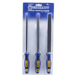 Набір напилків 3 од. 200мм (плоский, округлий, тригранний) СТАНДАРТ SFF0301