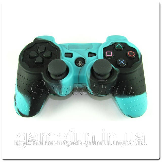 Силіконовий чохол для джойстика PS3 (Камуфляж) (Blue-black), фото 1