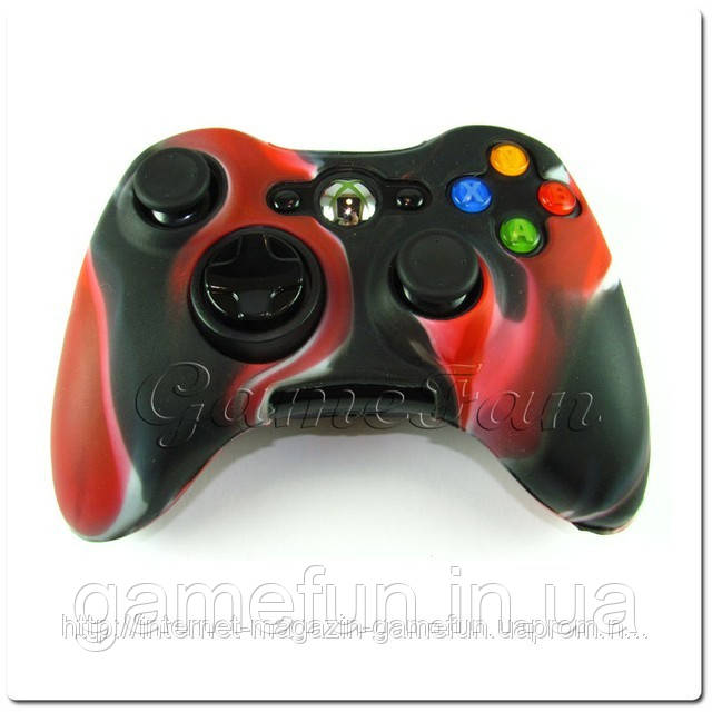 Силіконовий чохол для джойстика Xbox 360 (камуфляж)(Red-black)