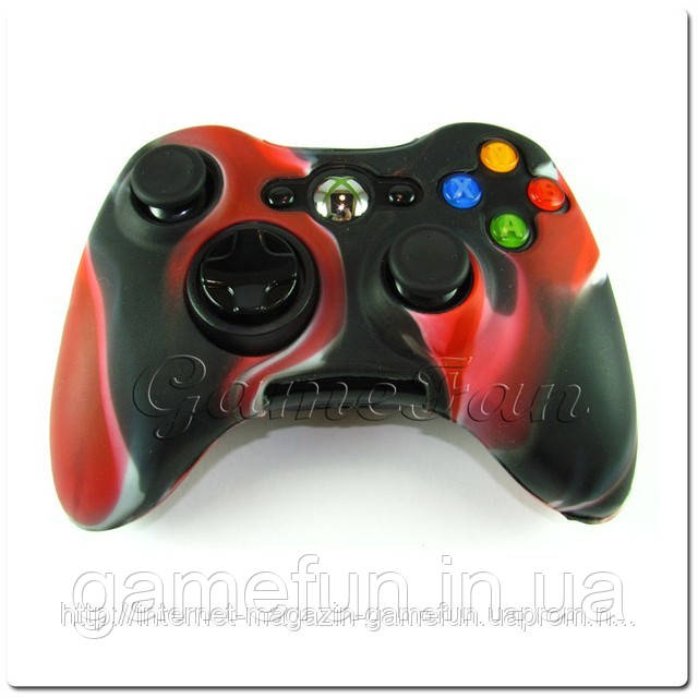 Силіконовий чохол для джойстика Xbox 360 (камуфляж) (Red-black)