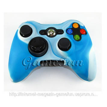 Силіконовий чохол для джойстика Xbox 360 (камуфляж) (Blue-white)