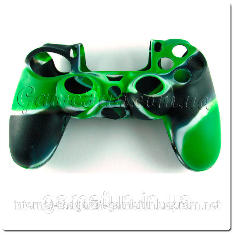 Силіконовий чохол для джойстика PS4 (Камуфляж) (Green-black), фото 1
