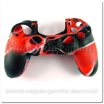 Силіконовий чохол для джойстика PS4 (Камуфляж) (Red-black)