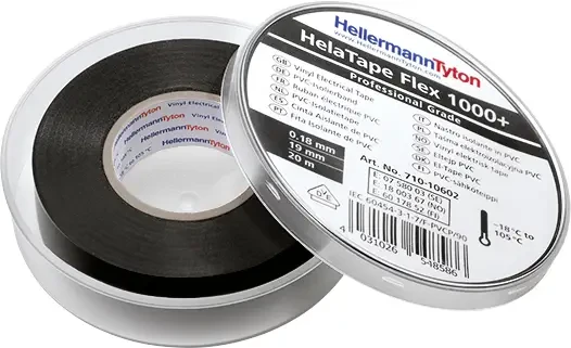 HellermannTyton HelaTape Flex 1000+ 710-10602 Изоляционная лента HelaTape Flex 1000+ черная (Д x Ш) 20 м x 19 мм 1 шт., фото 1