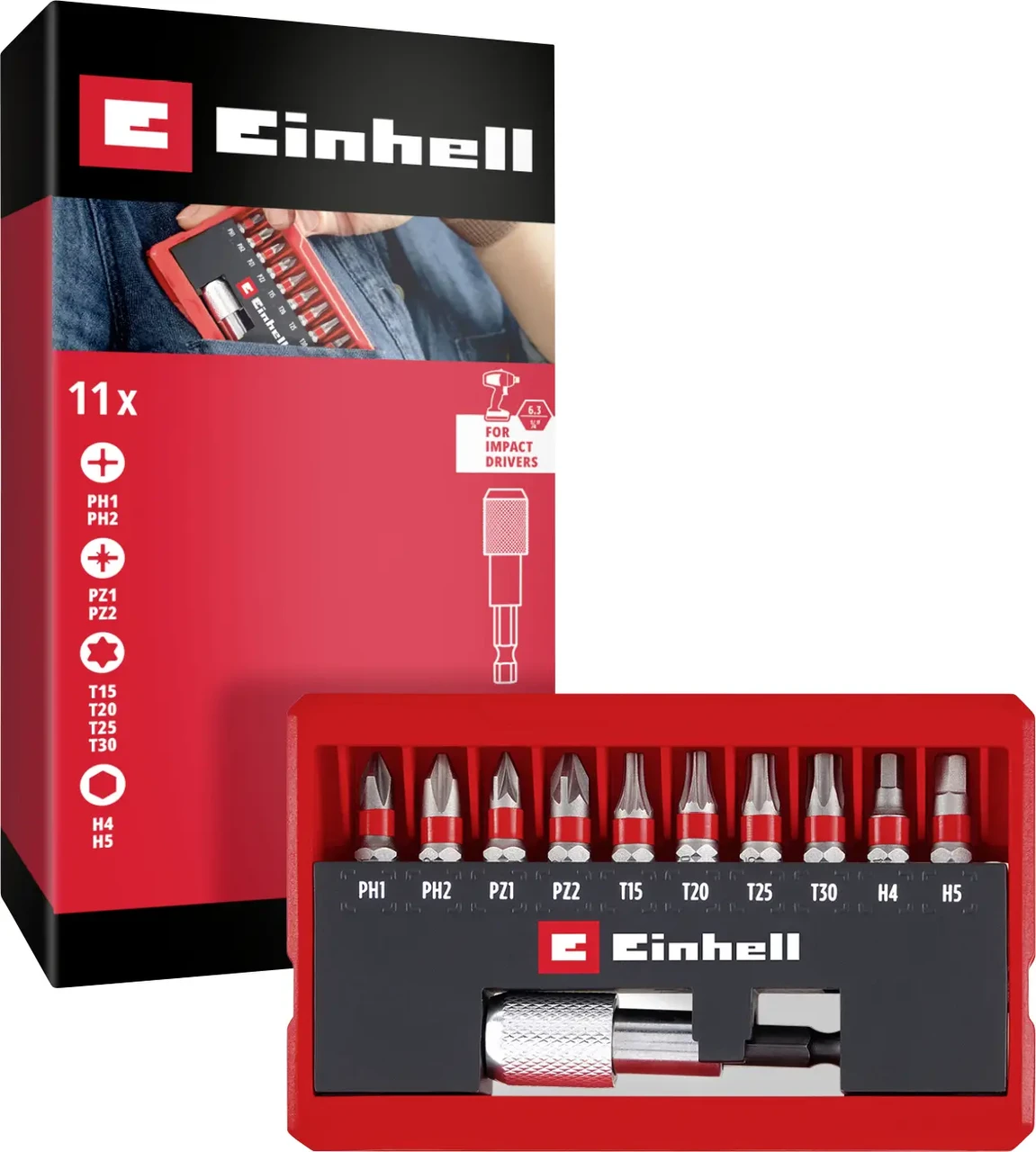 Біти Einhell Bit Taschenbox 11tlg 118663 11 предм. PH, PZ, внутрішній шестигранник, TX, фото 1