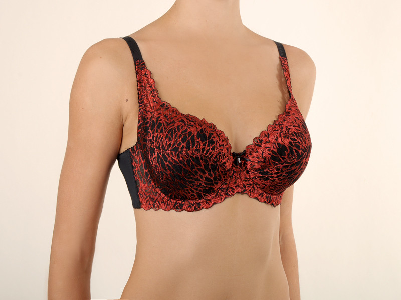 Бюстгальтер Finikin 60199D оптом, чашка D, колір Чорно-Червоний, фото 1
