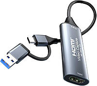 Карта відеозахоплення Papeaso 4K HDMI 1080P 60FPS на USB/USB C 3.0, підходить для потокової передачі