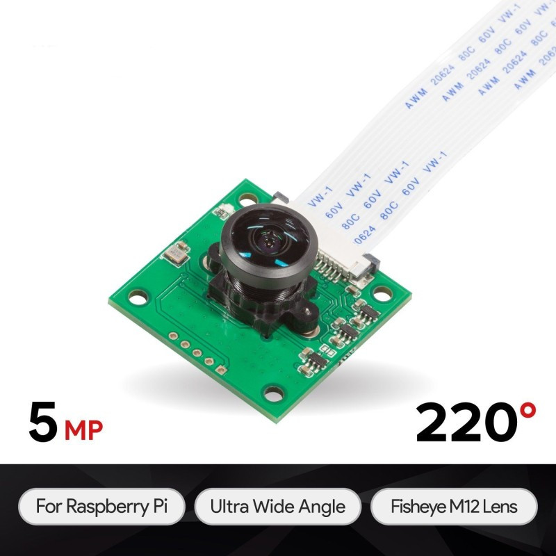Модуль камери ArduCAM Ultra Wide Angle Fisheye 5MP OV5647 - 5MP OV5647 для Raspberry Pi, фото 1
