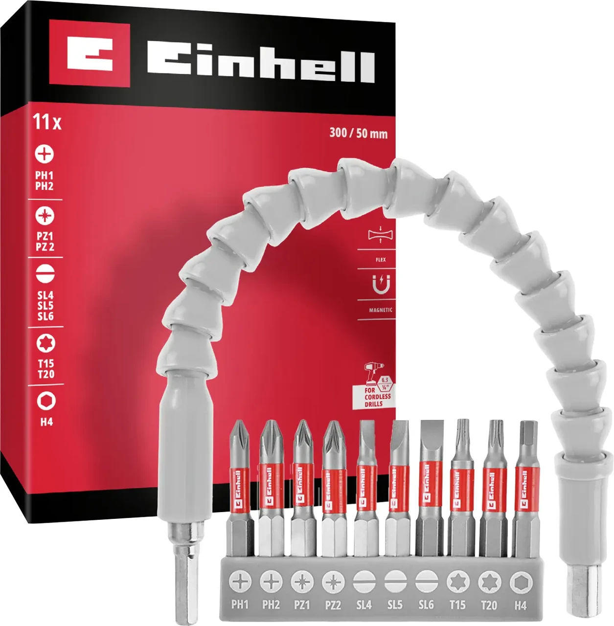 Набор бит Einhell 133115, плоские, PH, PZ, Т-образные, внутренние шестигранные., фото 1