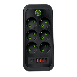 Сетевой фильтр-удлинитель 6 розеток 4 USB-A + 2USB Type-C 5м HP-5-54