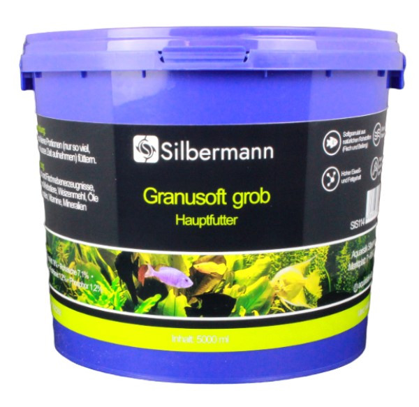 Корм Silbermann Granusoft fine 5000 ml (SIS104) гранулы 0,7 мм для аквариумных рыб, фото 1