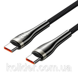 Акция! Дата кабель Nylon Braided USB 2.0 C Male to C Male 5A Cable 2M Black Zinc Alloy Type Vention (CTYBH) - По лучшей цене!