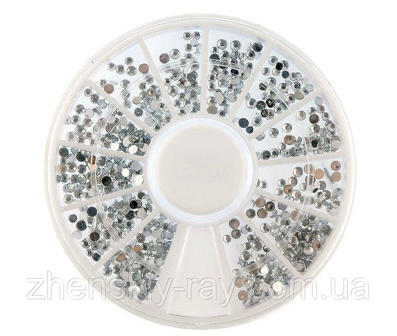Стрази для нігтів у каруселі одного розміру (кристал)