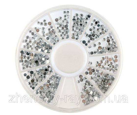 Стрази для нігтів у каруселі одного розміру (кристал), фото 1