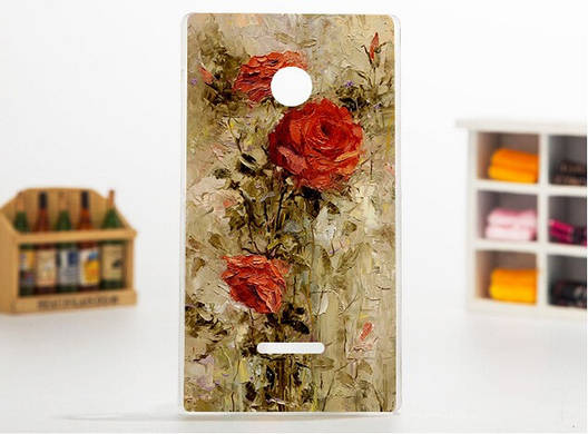 Чохол силіконовий бампер для Microsoft Lumia 435 532 з картинкою картина троянд, фото 2