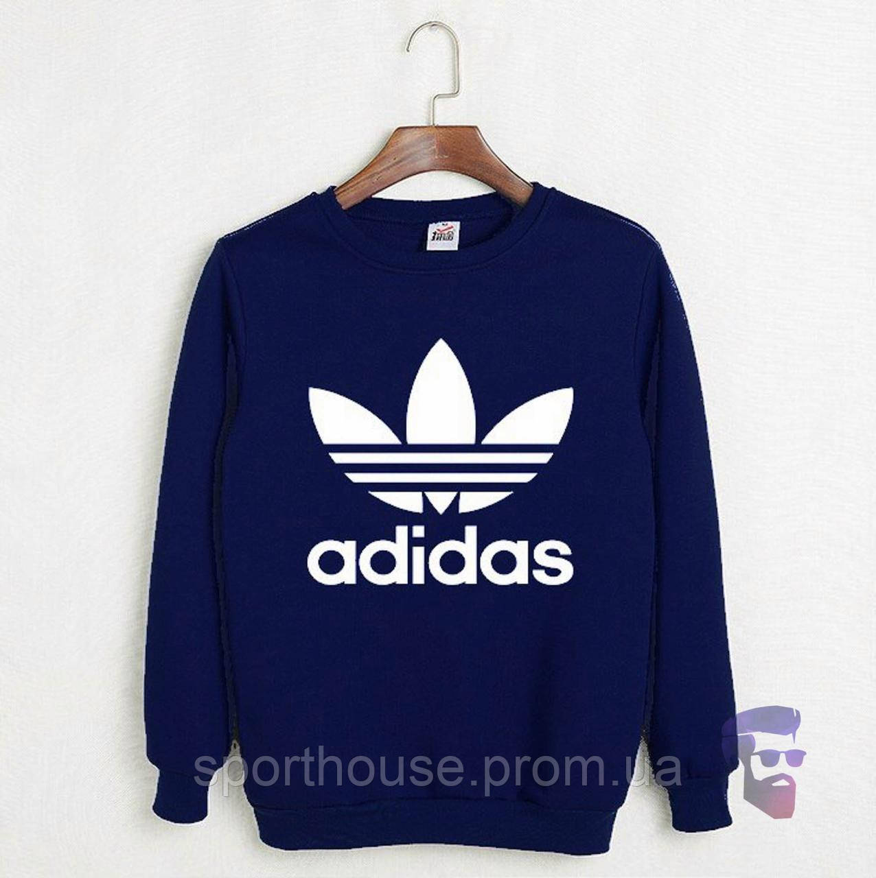 Спортивна кофта Adidas, Адідас, світшот адідас, трикотаж, чоловічий, синього кольору, XS