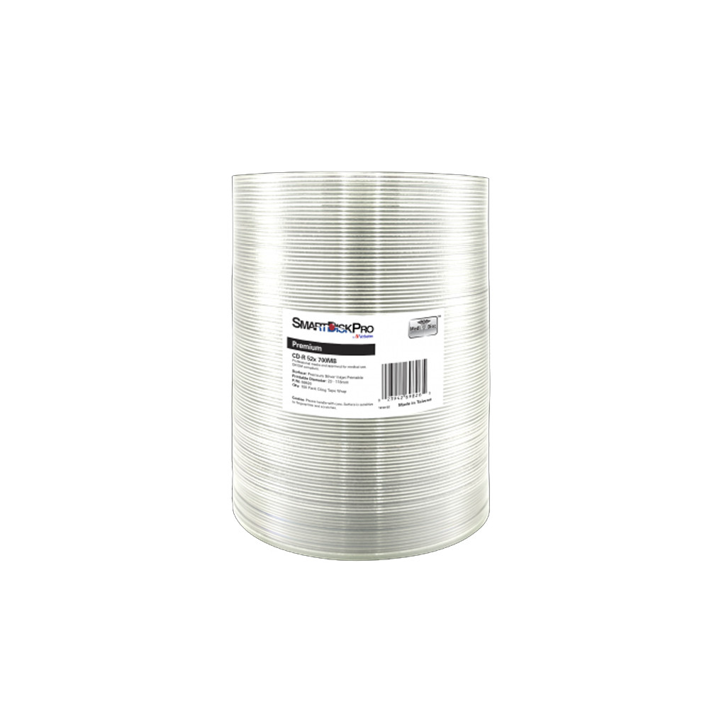 Диск CD SmartDisk PRO CD-R 700MB 52X Premium Silver InkJet Printable WRAP 100шт (69826), фото 1