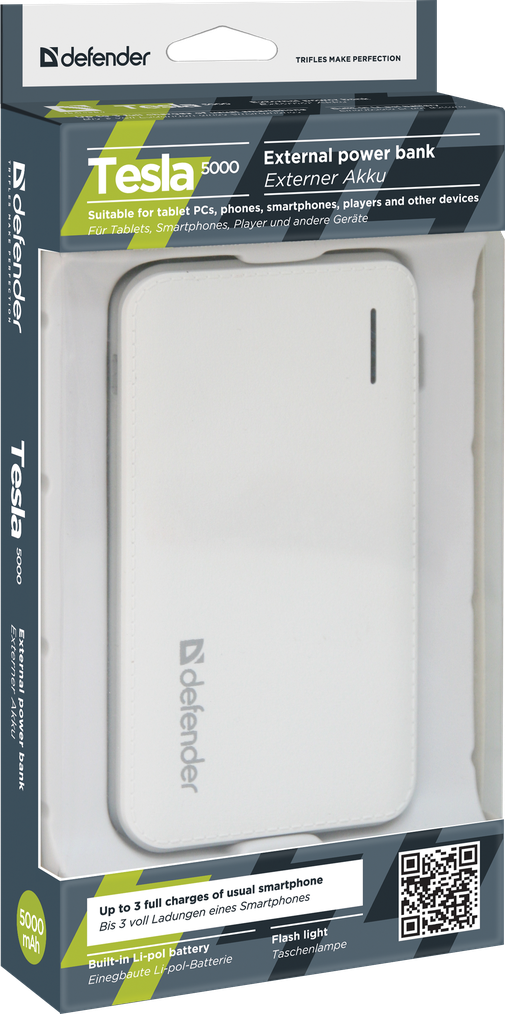 Power bank Defender Tesla 5000, 1 USB, 5000 mAh, 5V/1A: продажа, цена в ...